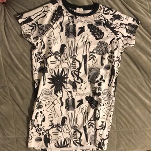 Zara drawing print shift dress